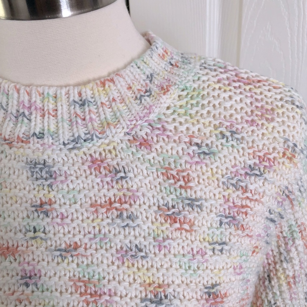 Aerie Open Tie Back Multicolored Knit Crew Neck Pullover Sweater Size Small NWT - Picture 5 of 11